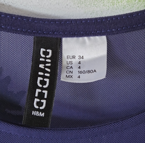 H&M Blue Mesh Panel Sleeveless Bodycon Dress - Picture 3 of 7